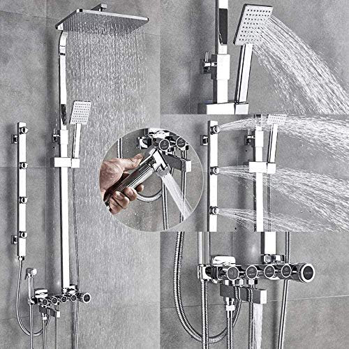 ILmira Set Doccia Cromo Nero Rubinetto Doccia Miscelatore Ottone con Doccetta Bidet Doccetta Getti Spa Laterali Bocca Vasca Girevole Vasca Doccia Bianco Oro-Cromo Auspicious Clouds