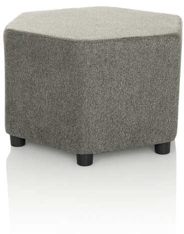 hjh OFFICE Sitzhocker gepolstert BAREO Stoff Polsterhocker, Pouf modern, sechseckig, Grau, 719236