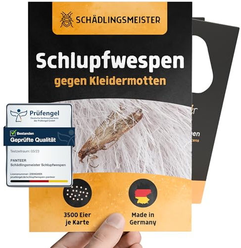 Panteer® Schlupfwespen gegen Kleidermotten – 3 Karten à 5 Lieferungen gegen Motteneier – Hoch wirksam, Biologisch & Nachhaltig - Kleidermotten bekämpfen - Alternative zu Mottensprays - Made in Germany