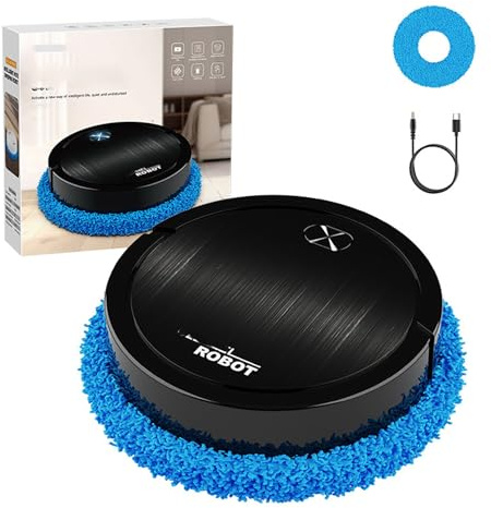 AVSMGP Fregona eléctrica para Limpieza de Pisos, trapeador Giratorio inalámbrico motorizado para Azulejos de Madera Dura, Limpieza Diaria de luz,Negro