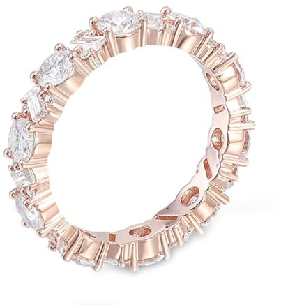Epinki Echt Goldschmuck, Rotgold 375 9K Ringe, Ewigkeit Verlobungsring mit Rund Moissanit, Rosegold Au750 Hochzeitsring Bandringe Gr.52 (16.6)