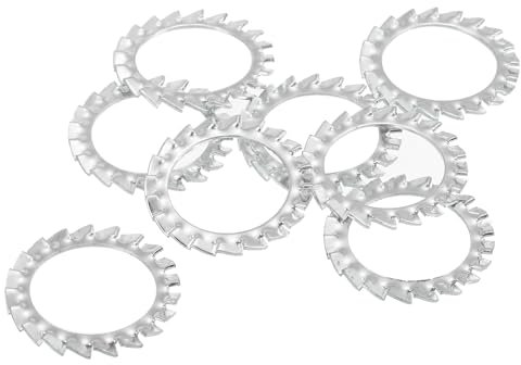 QUARKZMAN 40pz Rondelle Bloccanti a Stella con Denti Esterni, M22 Finitura in Zinco Acciaio Rondelle Bloccaggio Serrate Esterne per Fissaggi di Attrezzature Meccaniche, Argento