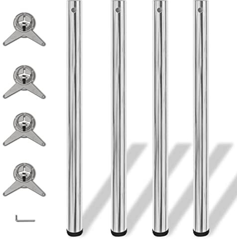 Generisch Kangmusi 4X höhenverstellbares Tischbein Tischbeine Chrom 870 mm, Silber 242134