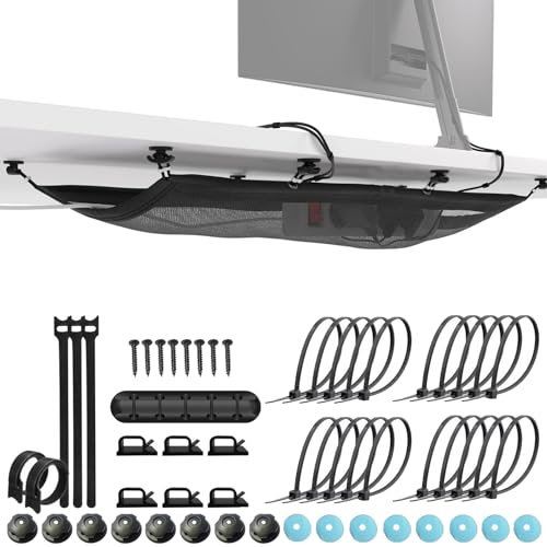 LURNODY Organizador Cables Escritorio con 8 Ganchos, Recoge Cables Mesa Escritorio con Gran Capacidad, Organizador de Cables Escritorio Adecuado para Todos los Escritorios en Oficinas y Hogares