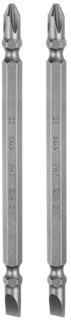 QUARKZMAN 2Pcs Embout de Tournevis Magnétique à Double Extrémité 6mm PH2/Sl6 110mm Longueur 1/4 Tige Hexagonale Acier S2 Embout de Tournevis Cruciforme Plat Cruciforme
