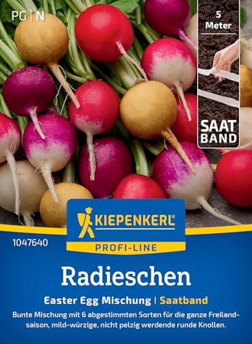Kiepenkerl Radieschensamen-Saatband Easter Egg Mischung 1047640, Saatgut | Bunte Radieschen Kombination für Topf & Hochbeet, 6 Sorten für vielseitigen Genuss