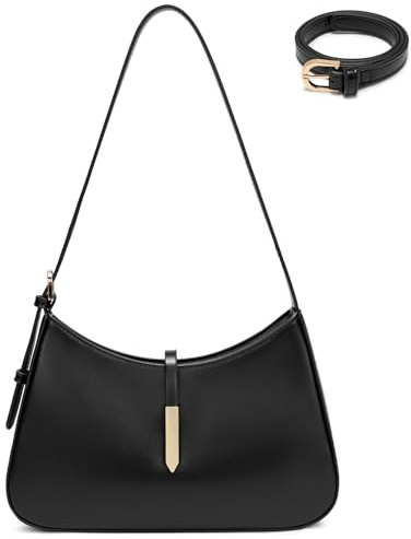 Keyli Modische Umhängetasche für Damen, veganes Leder, verstellbare Handtaschen, Hobo-Taschen, Geldbörsen mit langem Riemen, A-Schwarz, 11.5 x 2.75 x 7.5 inches