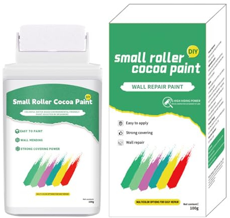 Weiße Farbe, 100 g Latexfarbe, Wandreparaturpaste, einfache Anwendung, schnell trocknend, Malset, weiße Deckenausbesserungsfarbe mit Rollpinsel für Wände, um Flecken zu entfernen