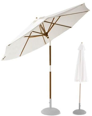 180 cm Parasol de Jardin Inclinable à 8 Baleines,Coupe-vent et Imperméable, Parasol de Table avec Poulie élévatrice pour Jardin,Terrasse,Piscine, Arrière-cour