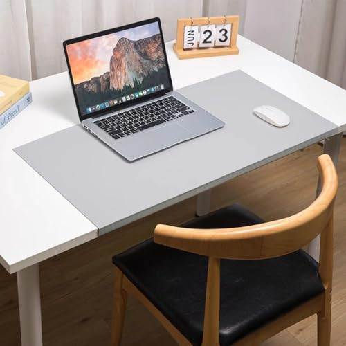 Kantenschutz, Schreibtischunterlage aus Leder, faltbar, rutschfest, Computermatte für Maus und Tastatur, Büro, Zuhause, Arbeit, Spiel, Schreibunterlage (Grau, 70 x 35 cm)