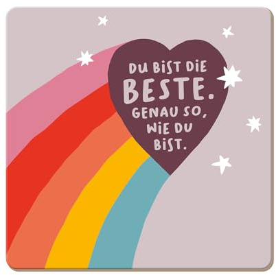 Grafik Werkstatt lustiger Untersetzer aus Kork | Du bist die Beste, Bunt