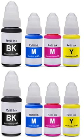 UHSTJW Kompatible Nachfüllfarbstofftinte Bk C m y Kompatibel mit nachfüllbare Tintenstrahldrucker Modelle G1800 G2800 G3800 G1000 G2000 G3000 G1100 G2100 G3100 G1900 und QY6-8004(8pcs 2set)