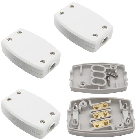 4-Pack 3-Terminal Electrical Junction Boxes, 13A 250V Cable Connectors for Indoor Lighting and Power Wiring - Durable & Easy Install