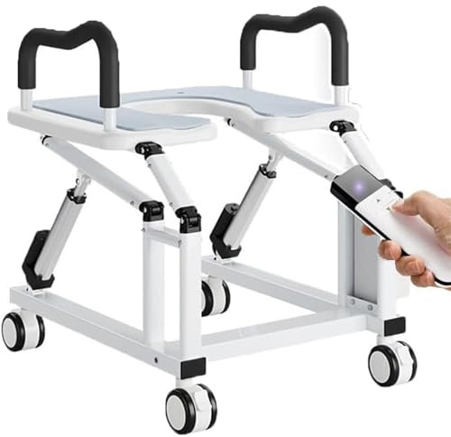Rialzo per sedile WC per anziani, sollevatore elettrico per sedia con braccioli antiscivolo e ruote universali, regolabile in altezza e larghezza, supporta 99,8 kg