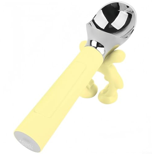 BlesConi Cuillère à glace électrique chauffante avec écran LED, batterie rechargeable de 2000 mAh, étanchéité IP67, détection manuelle pour crème glacée dure (jaune)