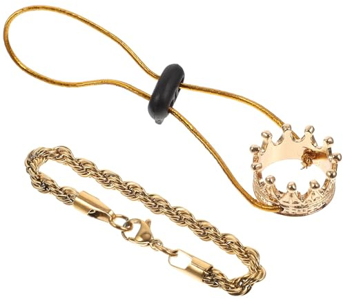 HANABASS Couronne Décorative et Collier pour Petits Reptiles Costume D’Halloween pour Lézards et Geckos Accessoires pour Animaux de Compagnie Taille Or Fixe Fournitures pour Reptiles