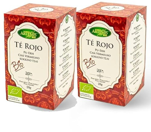 Pack 2 x Té rojo Pu Erh eco 20 filtros Herbes del Molí (40 bolsitas) | Té rojo fermentado ecológico | Sabor terroso suave para tomar después de las comidas o a media tarde