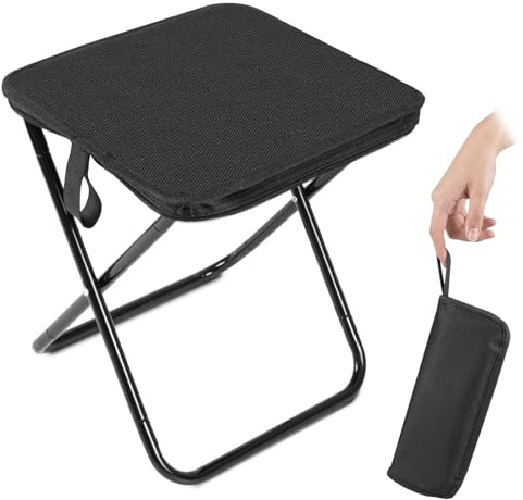 KULALA Tabouret de Camping Pliable, Tabouret Pliant Ultra Léger, Siège de Camping Portable pour Camping, Pêche, Randonnée et Jardinage, 30x26,5x32cm, Noir