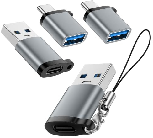 4Pack USB C to USB 3.0 Adapter(2Pack)& USB 2.0 to USB C Adapter(2Pack) | 5Gbps SuperSpeed Data Transfer and Charge USB Converter Compatible with iPhone 17 16 15 Laptop SamsungS26 ultra