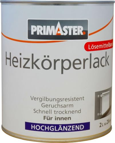 Primaster Heizkörperlack 2L Weiß Hochglänzend Heizkörperfarbe Heizungslack
