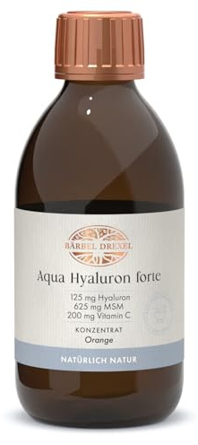 BÄRBEL DREXEL® Aqua Hyaluron Forte Beauty Drink + Collagen Hyaluronsäure hochdosiert (250ml) Hautbild Verfeinern Anti Aging 100% Vegane Herstellung Deutschland Vitamin C MSM