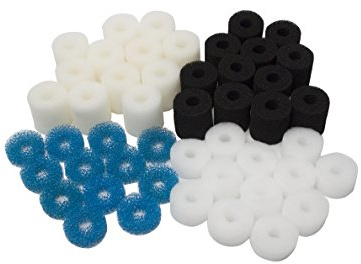 LTWHOME Schaum feine grobe Kohlenstoff Filter Pads Serie Passt für Eheim Cartridges Aquaball 2208 2210 2212/60 130 180 (Packung mit 48)