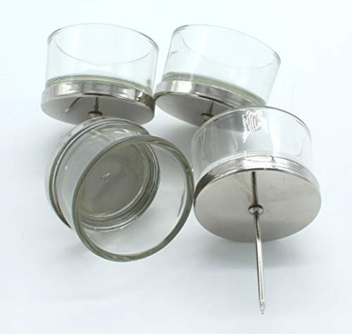DARO DEKO Teelichthalter Stecker 4 Stück aus Glas und Metall in Silber