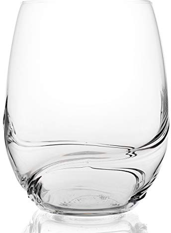 Bar Amigos Turbulence Deluxe Decanting - Copas de vino de cristal de Bohemia sin pie, diseño especial en forma de onda único para un mejor aireado, 500 ml transparente