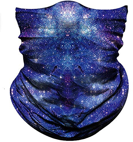 Obacle Seamless Bandana for Rave Face Mask Dust Wind Sun Protection Neck Gaiter Tube Mask Headwear Bandana for Women Festival Party Motorcycle Riding Fishing Outdoor (Multicolor Starry Sky Blue Pink)