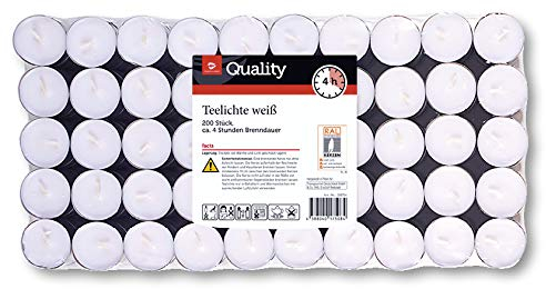 TGQ Teelichter 200er Pack Gastronomie Kerzen Teelicht 4 Stunden Brenndauer