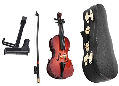 Modelo de instrumento, réplica de violonchelo en miniatura de madera de 5.5 pulgadas con estuche, regalos, adornos, un para Navidad y cumpleaños