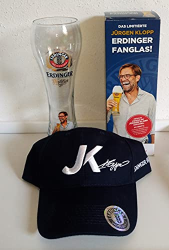 Erdinger - Bicchiere da birra bianca, 1 x 0,5 litri, Jürgen Klopp, Basecap, bicchiere da birra, action e kik