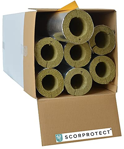 Caja de cartón completo con revestimiento de aluminio, aislamiento de tuberías, lana de roca con conductividad térmica 0.040 (lana de roca, 76 x 30 mm x 1 metro)
