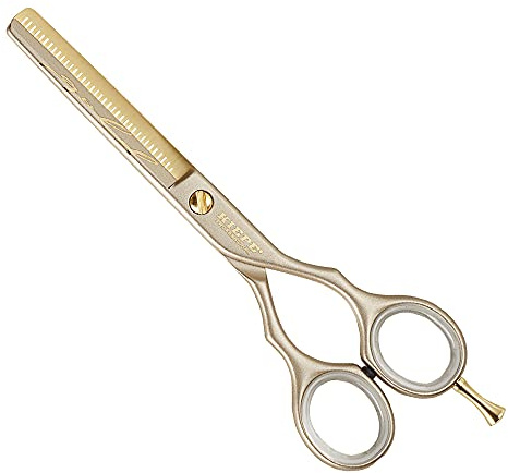 Kiepe 2471 Gold Series professionelle Effilierschere 5,5 Zoll, goldene Ausdünnschere aus Edelstahl mit Convex Razor Schliff für feine Texturierung, Made in Italy