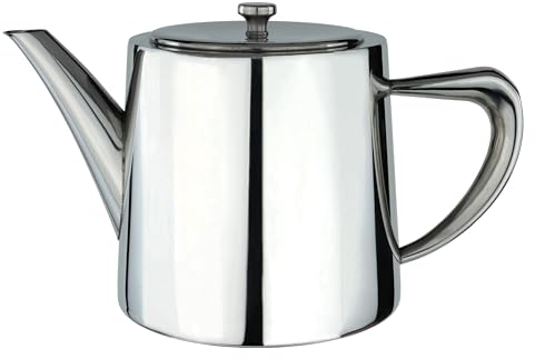 Café Olé DW-048 Derwent Teapot, Stainless Steel, 48oz (1.3 Litres), 4-5 Cup, Mirror Polished