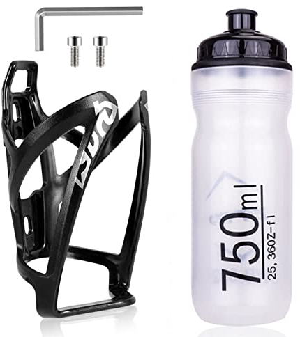 Set di portabottiglie per bicicletta, portabottiglie leggero per mountain bike con set di bottiglie, portabottiglie universale per bicicletta con 750 ml senza BPA, borraccia sportiva per ciclismo
