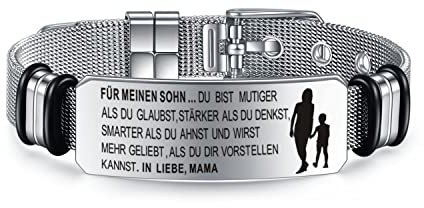 YOTHIWAD An Meinen Sohn Armbänder Inspirierend Armbänder mit Gravur Personalisierte Geschenk von Mama Papa, Geburtstag Abschluss Weihnachts geschenk für Sohn
