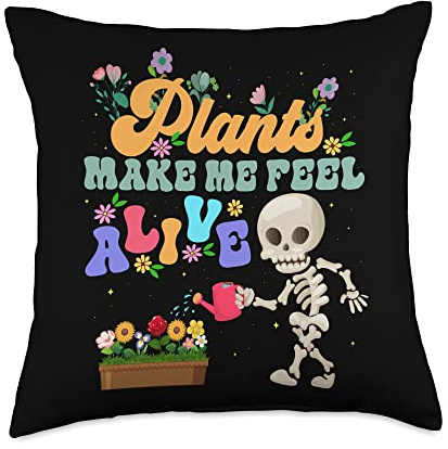 Plants Make Me Feel Alive Water Planting Flower Gardener Throw Pillow