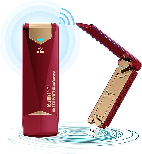 KuWFi Portable Wifi 4G LTE Dongle Sim Modem, 150Mpbs USB Dongle Plug Modem Router with SIM Card, Internet on the Move, Portable Travel Hotspot Support European bands, for Computer/Caravan WiFi