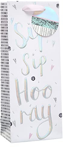 UK Greetings | Bottle Bag for Her/Friend | Love Heart Design | Party Bag for Presents | For All Occasions | Thank you, Birthday, Congralutations | 13.3 x 32.7 x 8.3 cm