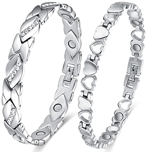 Cigmag Magnetic Bracelets for Women Lymphatic Drainage Bracelet Ultra Strength Magnet with Adjustable Tool and Present Box (2PCS)