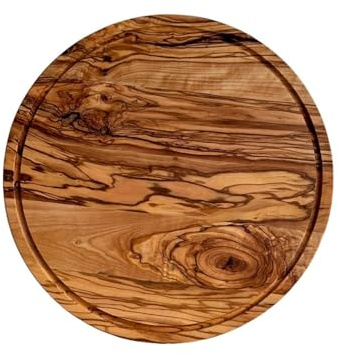 Rundes Pizzabrett aus Olivenholz, rundes Schneidebrett aus Holz (30 cm)