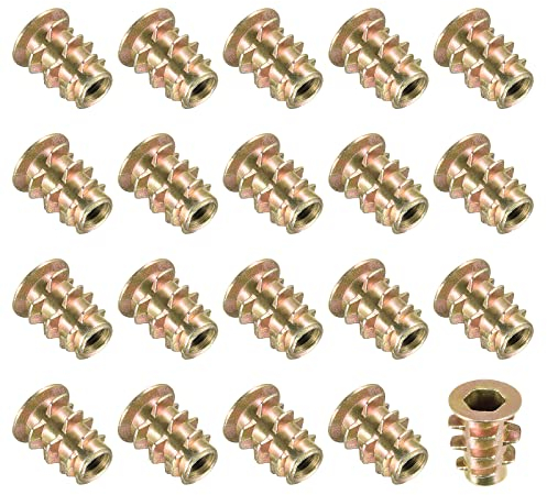QUARKZMAN M4x10mm Gewindeeinsatz Muttern x 50Stk. Zink-Legierung Mutter Einsatz für Holz Sofa, [Bronze-Ton]