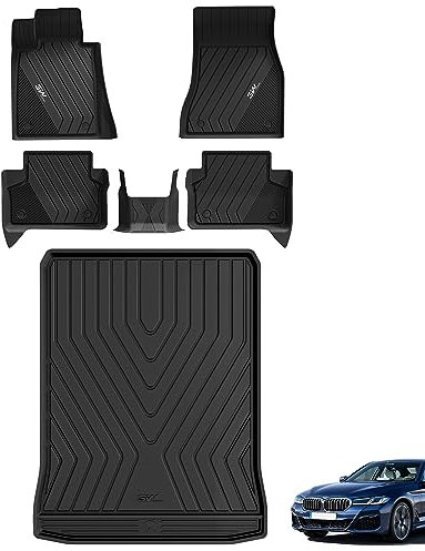 3W Fußmatten und Kofferraumwanne für BMW 5 Series G30 2017-2023, TPE Allwetter Maßgeschneiderte Fußmatten 1-2 Reihen und Kofferraummatten Komplettset BMW 5 Series G30 Autofußmatten Zubehör
