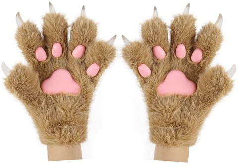 hbbhml Tierkatzen Bärenpfotenhandschuhe Niedliche Fuchs Wolf Plüschhandschuhe für Halloween Weihnachtsfeier
