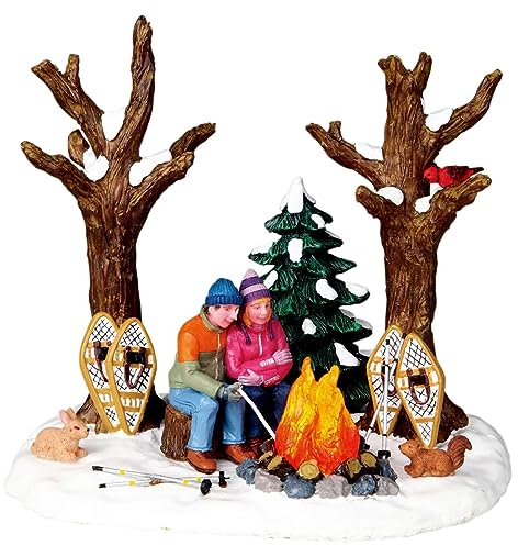 Magie di Natale Scena Natalizia illuminata Stare al Caldo con Personaggi e falò Luminoso