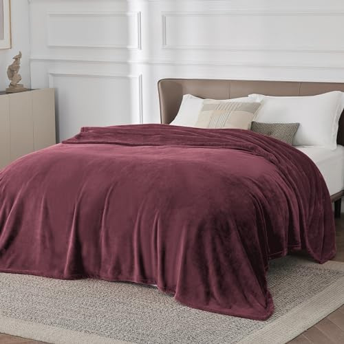 BEDSURE Kuscheldecke Flauschig Decke Fleecedecke - Wohndecke Warm Winter Weich, Geschenke für Frauen, Sofadecke überwurfdecke XXL, Decke Couch Blanket, Wohn- & Kuscheldecken Große 220x240cm, Weinrot