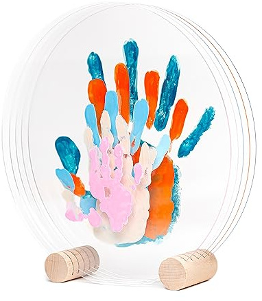 Patrocle Kit Impronte Famiglia 5 Pastel - Idee Regalo Originali Neonati - Kit Nascita Bebe Decorativo - Regalo Compleanno Famiglia o Festa dei Nonni - Supporto Legno Plexiglass - Made in France