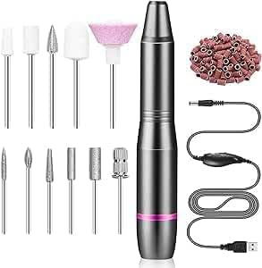 FOLAI Ponceuse pour Ongles Professionnel, Lime A Ongle Electrique Manucure Machine Pédicure Portable Pour Salon Et Maison 12 En 1（ Noir）