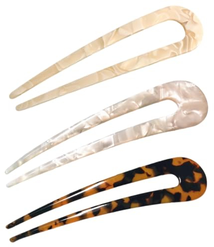 3 Stück U-förmige Haarnadeln Französischer Stil French Style hairpin Haarspangen Kopfschmuck für Frauen und Mädchen